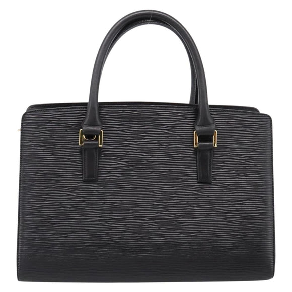 VALENTINO Hand Bag Leather Black Gold Auth bs36997