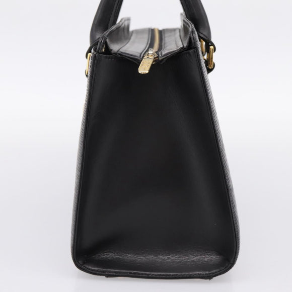 VALENTINO Hand Bag Leather Black Gold Auth bs36997