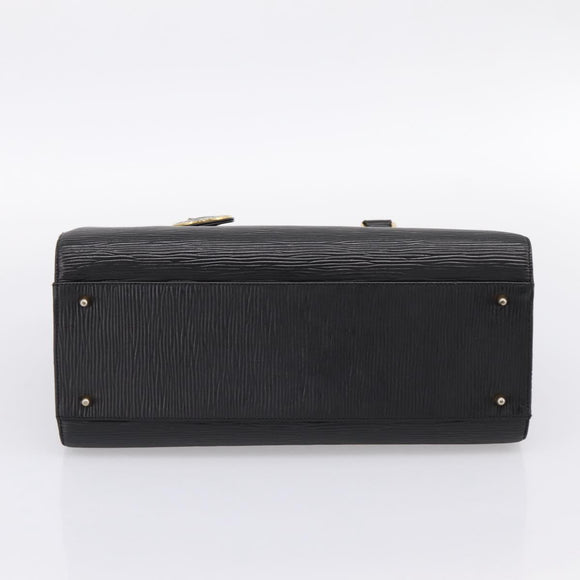 VALENTINO Hand Bag Leather Black Gold Auth bs36997