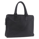 BOTTEGA VENETA INTRECCIATO Business Bag Leather Black Silver Auth bs36998-1