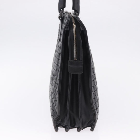 BOTTEGA VENETA INTRECCIATO Business Bag Leather Black Silver Auth bs36998
