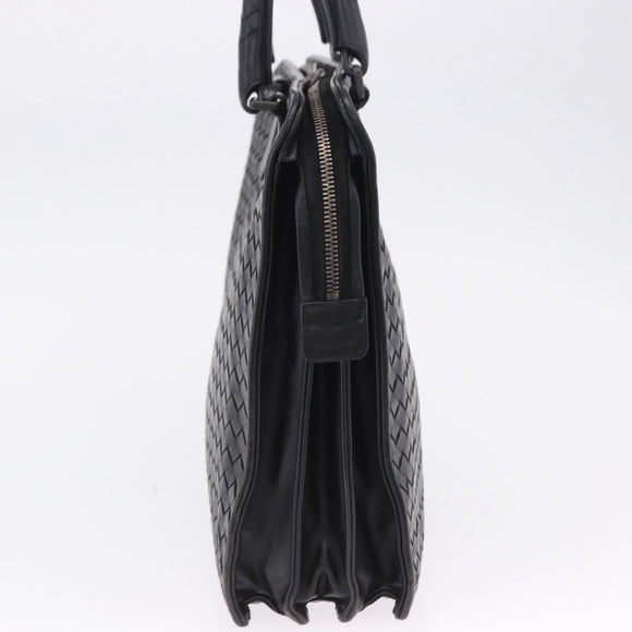 BOTTEGA VENETA INTRECCIATO Business Bag Leather Black Silver Auth bs36998