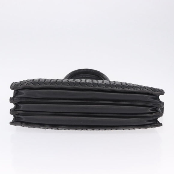 BOTTEGA VENETA INTRECCIATO Business Bag Leather Black Silver Auth bs36998