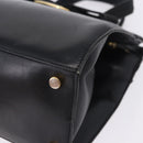 Salvatore Ferragamo Vala Hand Bag Leather Black Gold Auth bs37001-14