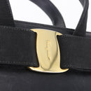 Salvatore Ferragamo Vala Hand Bag Leather Black Gold Auth bs37001-10