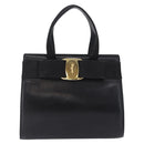 Salvatore Ferragamo Vala Hand Bag Leather Black Gold Auth bs37001-13