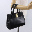 Salvatore Ferragamo Vala Hand Bag Leather Black Gold Auth bs37001-21