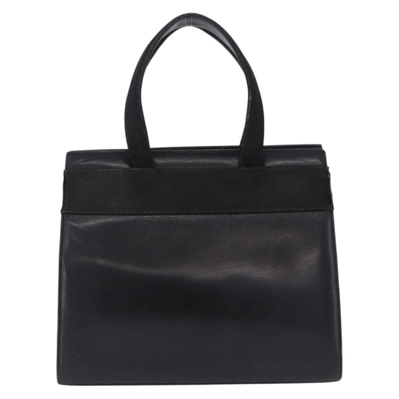 Salvatore Ferragamo Vala Hand Bag Leather Black Gold Auth bs37001