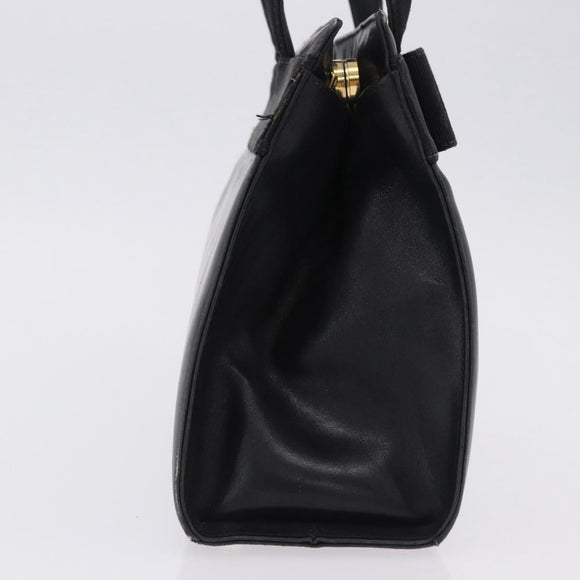 Salvatore Ferragamo Vala Hand Bag Leather Black Gold Auth bs37001