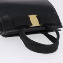 Salvatore Ferragamo Vala Hand Bag Leather Black Gold Auth bs37001-6
