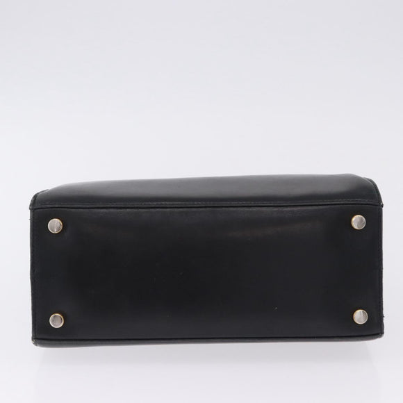 Salvatore Ferragamo Vala Hand Bag Leather Black Gold Auth bs37001