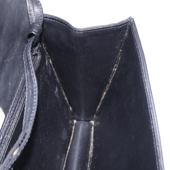 VALENTINO Shoulder Bag Leather Black Gold Auth bs37002
