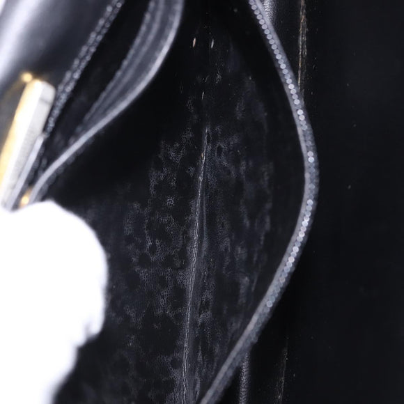 VALENTINO Shoulder Bag Leather Black Gold Auth bs37002