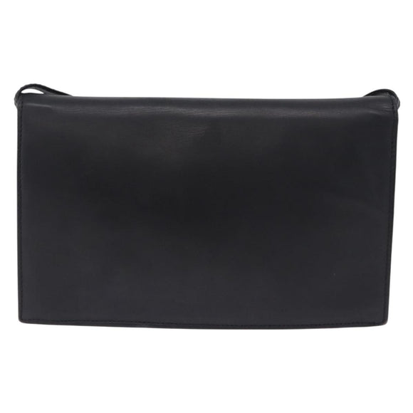 VALENTINO Shoulder Bag Leather Black Gold Auth bs37002