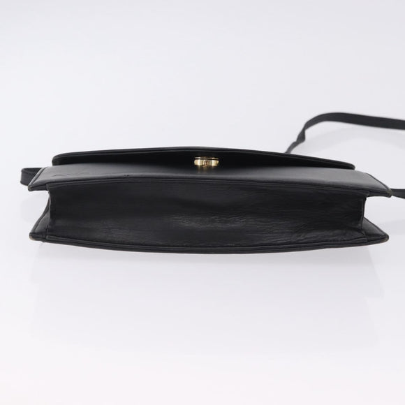 VALENTINO Shoulder Bag Leather Black Gold Auth bs37002