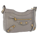 BALENCIAGA Giant Hip Shoulder Bag Leather Gray Gold 237203 Auth bs37003A-1