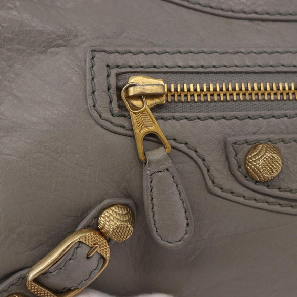 BALENCIAGA Giant Hip Shoulder Bag Leather Gray Gold 237203 Auth bs37003A