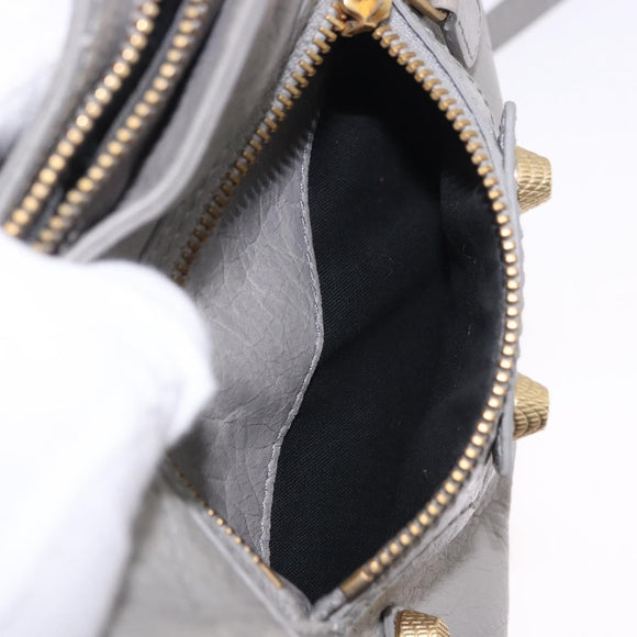 BALENCIAGA Giant Hip Shoulder Bag Leather Gray Gold 237203 Auth bs37003A