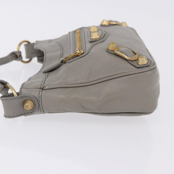BALENCIAGA Giant Hip Shoulder Bag Leather Gray Gold 237203 Auth bs37003A
