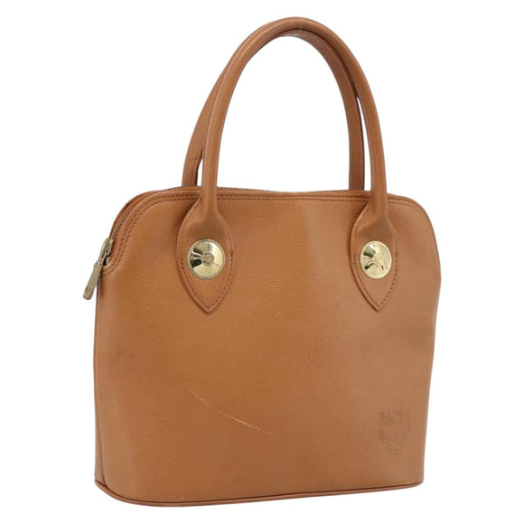 MCM Hand Bag Leather Brown Gold Auth bs37006