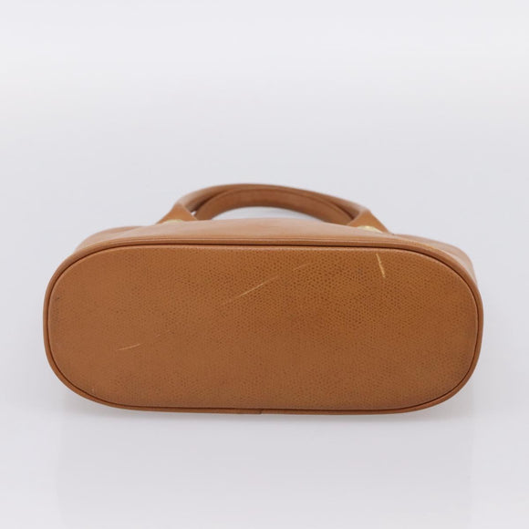 MCM Hand Bag Leather Brown Gold Auth bs37006