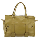 BURBERRY Hand Bag Leather Green Gold Auth bs37013-2