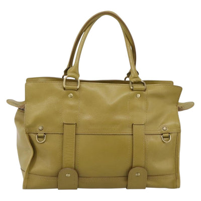 BURBERRY Hand Bag Leather Green Gold Auth bs37013 - 0