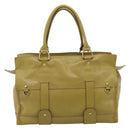 BURBERRY Hand Bag Leather Green Gold Auth bs37013-3