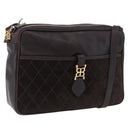 BALENCIAGA Shoulder Bag Suede Leather Brown Gold Auth bs37014-1