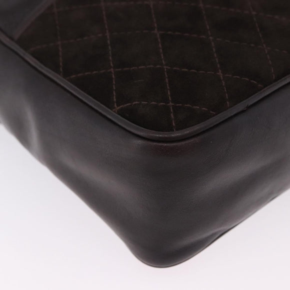 BALENCIAGA Shoulder Bag Suede Leather Brown Gold Auth bs37014