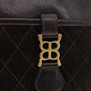 BALENCIAGA Shoulder Bag Suede Leather Brown Gold Auth bs37014-17