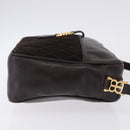 BALENCIAGA Shoulder Bag Suede Leather Brown Gold Auth bs37014-3