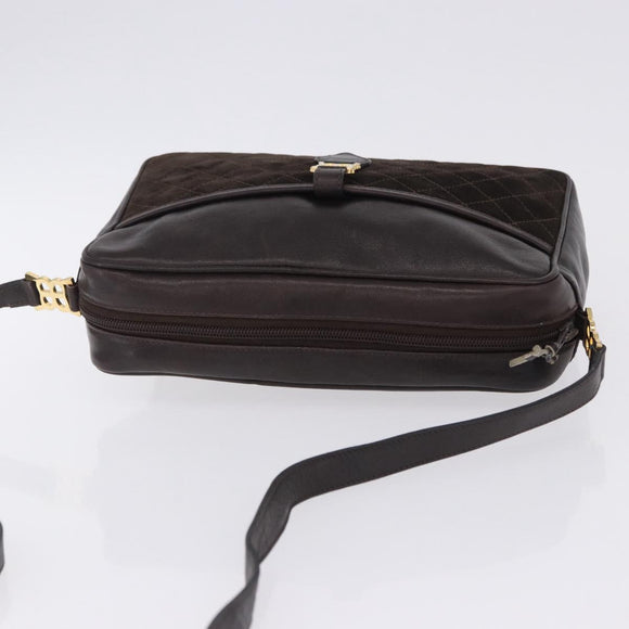 BALENCIAGA Shoulder Bag Suede Leather Brown Gold Auth bs37014