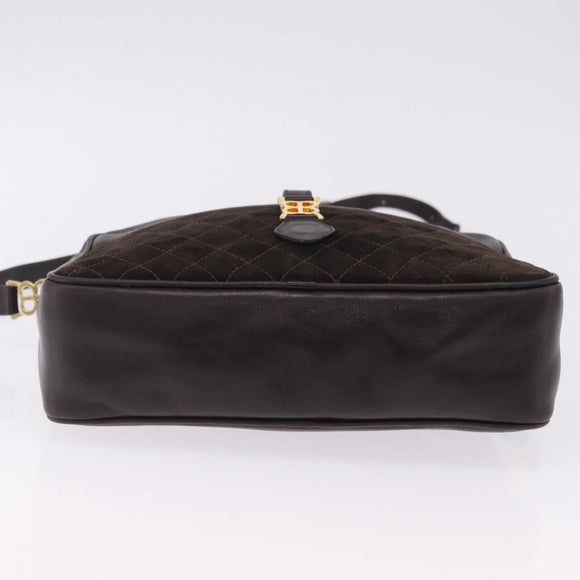 BALENCIAGA Shoulder Bag Suede Leather Brown Gold Auth bs37014