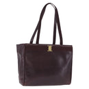 Salvatore Ferragamo Tote Bag Leather Wine Red Gold Auth bs37015-1