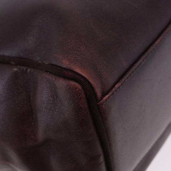Salvatore Ferragamo Tote Bag Leather Wine Red Gold Auth bs37015
