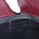 Salvatore Ferragamo Tote Bag Leather Wine Red Gold Auth bs37015-12