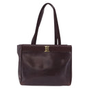 Salvatore Ferragamo Tote Bag Leather Wine Red Gold Auth bs37015-13