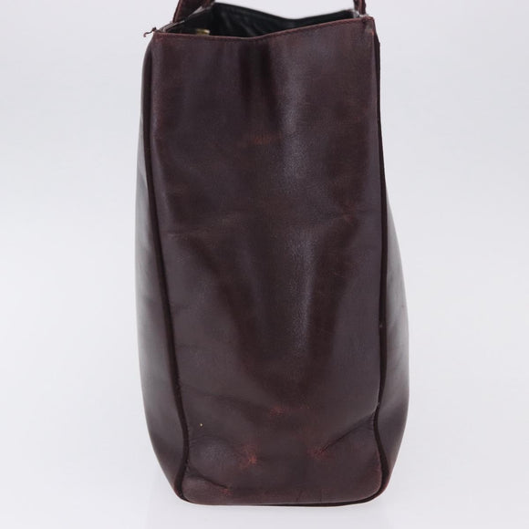 Salvatore Ferragamo Tote Bag Leather Wine Red Gold Auth bs37015