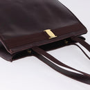 Salvatore Ferragamo Tote Bag Leather Wine Red Gold Auth bs37015-8