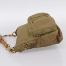 Miu Miu Shoulder Bag Nylon Beige Gold Auth bs37016-3