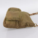 Miu Miu Shoulder Bag Nylon Beige Gold Auth bs37016-4