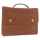 HERMES Danube 38 Business Bag Leather Brown Gold Auth bs37017-1