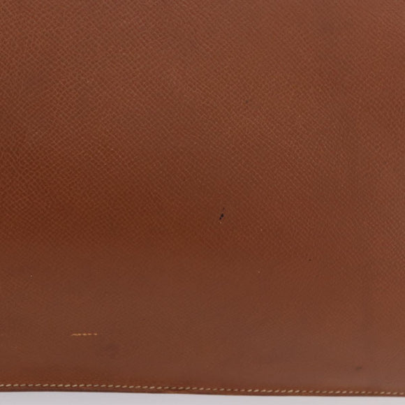 HERMES Danube 38 Business Bag Leather Brown Gold Auth bs37017