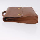 HERMES Danube 38 Business Bag Leather Brown Gold Auth bs37017-6