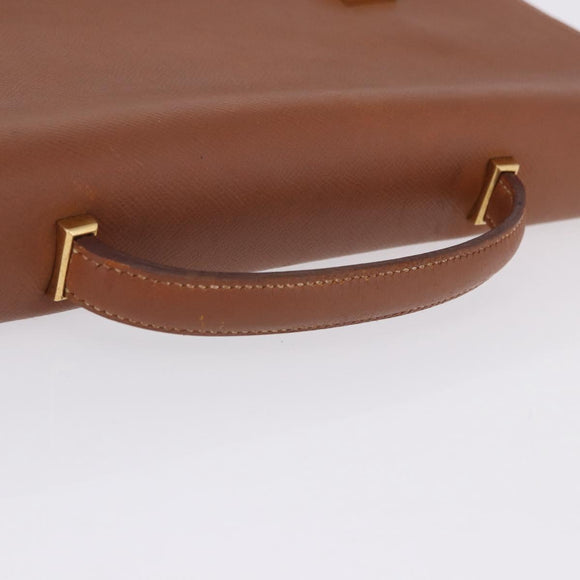 HERMES Danube 38 Business Bag Leather Brown Gold Auth bs37017