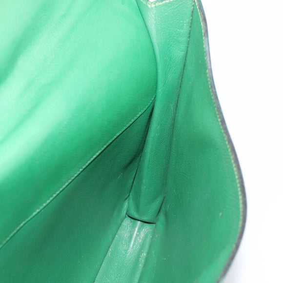 HERMES Kirius Business Bag Leather Green Gold Auth bs37018