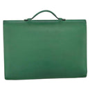 HERMES Kirius Business Bag Leather Green Gold Auth bs37018-2