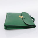 HERMES Kirius Business Bag Leather Green Gold Auth bs37018-4