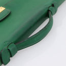 HERMES Kirius Business Bag Leather Green Gold Auth bs37018-7